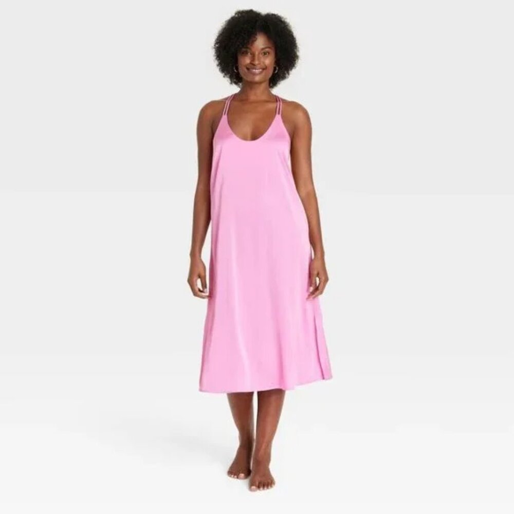 Auden Dahlia Pink Women's Satin Chemise Plus Size 1X New with Tags